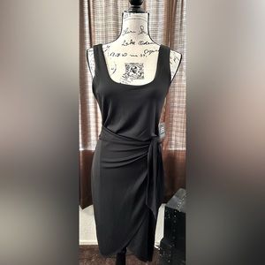 Express Body Contour Wrap Front Tie Waist Midi Dress With Built-In Shapewear